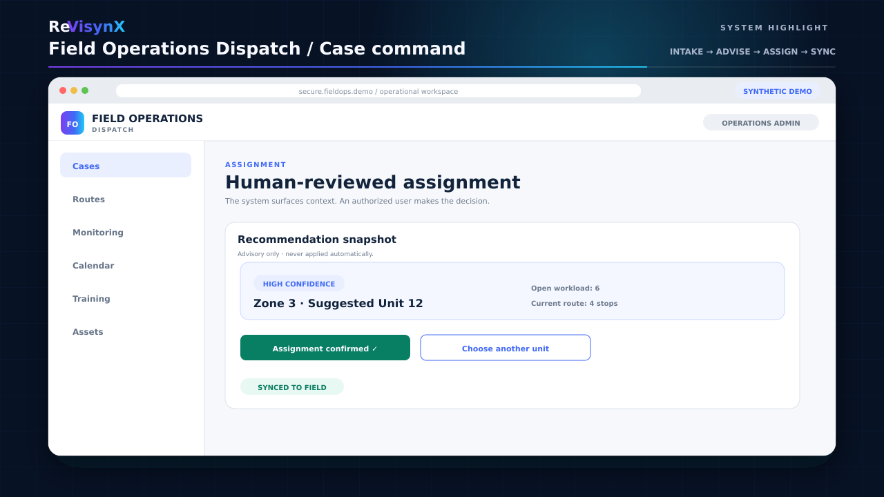 Synthetic case command and assignment demonstration